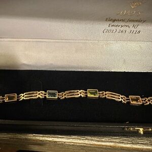 14k Gold with Multicolor Gemstones Bracelet